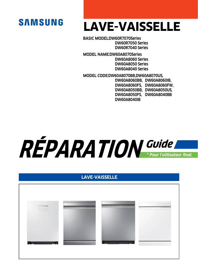 Page 1 of the manual User Manual Samsung DW60A8060FS