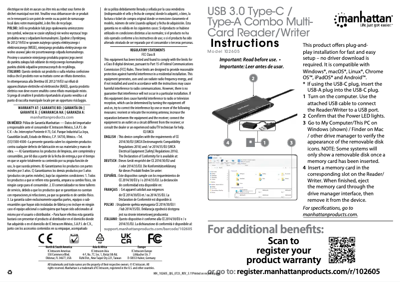 First page image of the manual for 102605