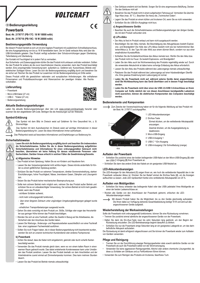 First page image of the manual for PB-17C