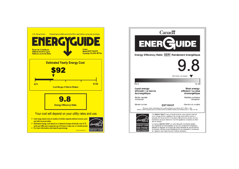 Page 1 of the manual Energy Label Haier EST10VCP