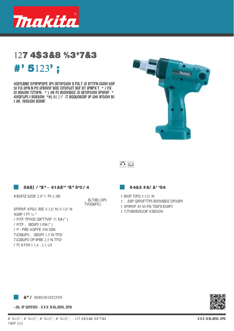 Page 1 of the manual Technical Sheet Makita BFT123FZ