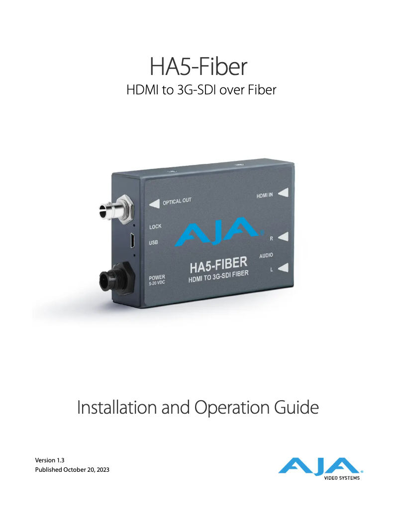 First page image of the manual for HA5