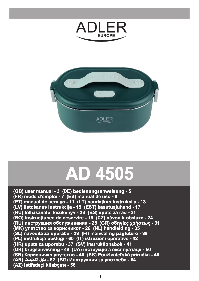 Page 1 of the manual User Manual Adler AD 4505