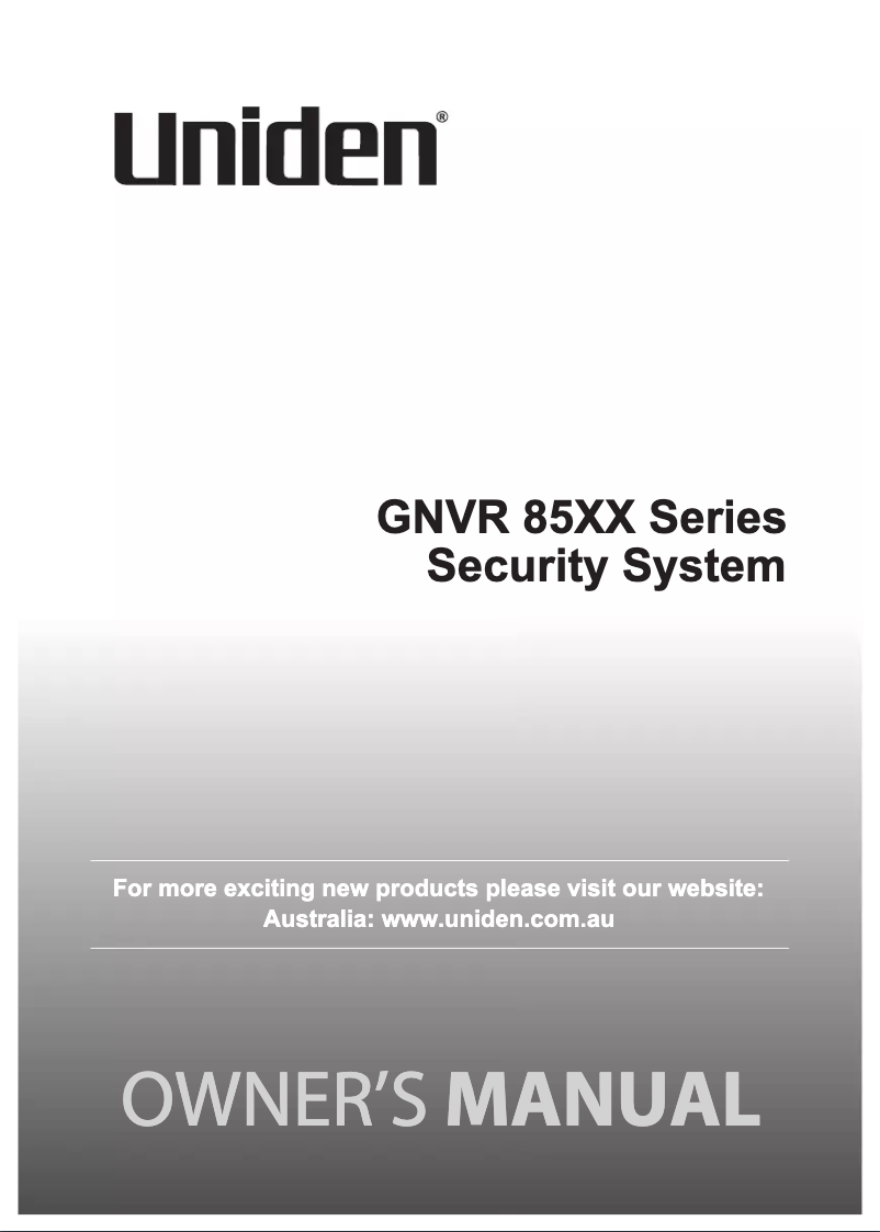 First page image of the manual for GNVR8580