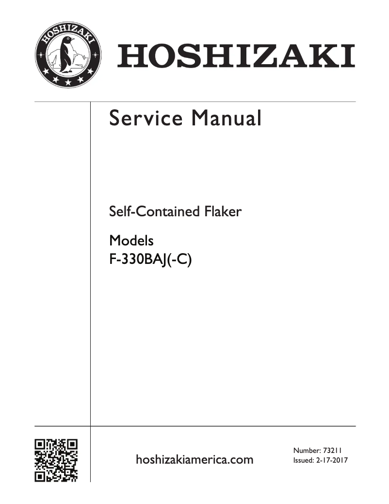 Page 1 of the manual User Manual Hoshizaki F-330BAJ