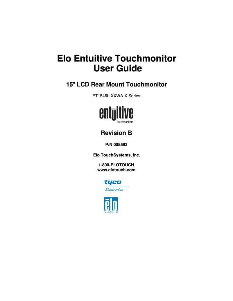 Page 1 of the manual User Manual Elo 1546L