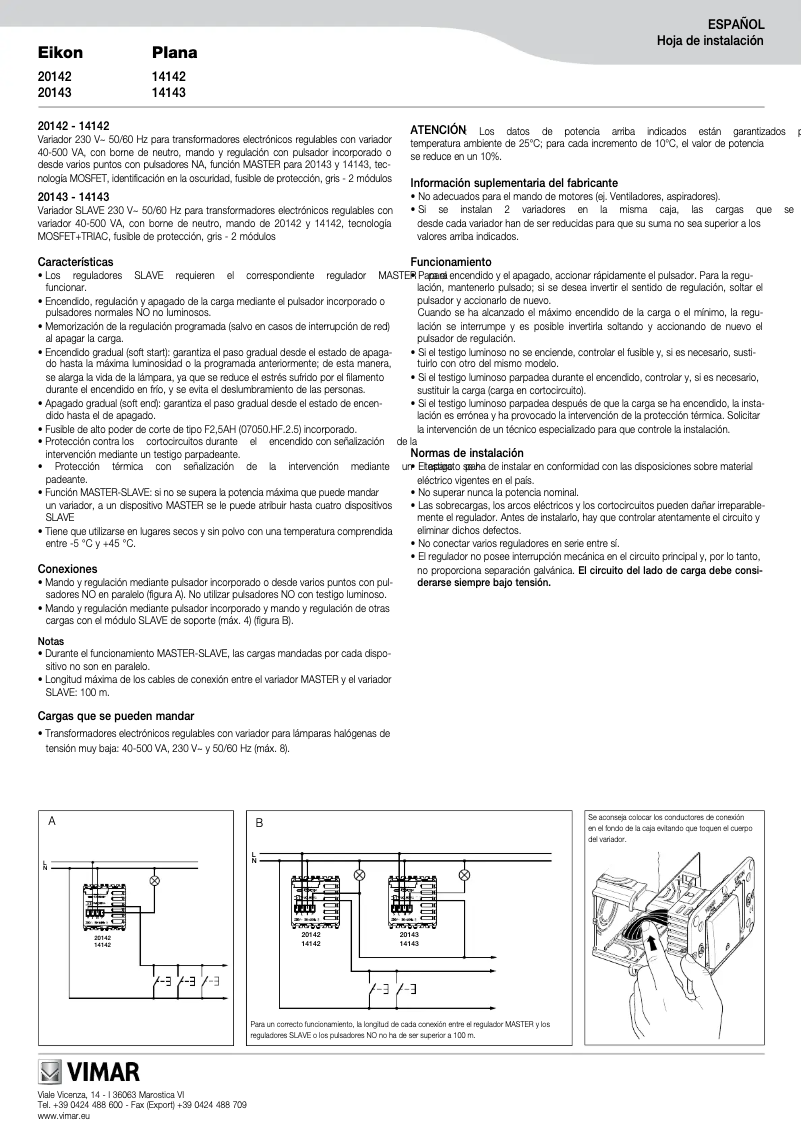 Page 1 of the manual User Manual Vimar 14142.SL