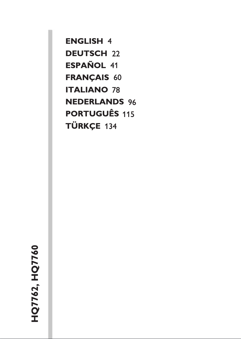 Page 1 of the manual User Manual Philips HQ7760