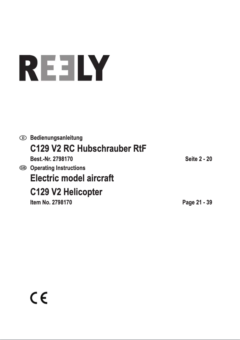 Page 1 of the manual User Manual Reely C129 V2