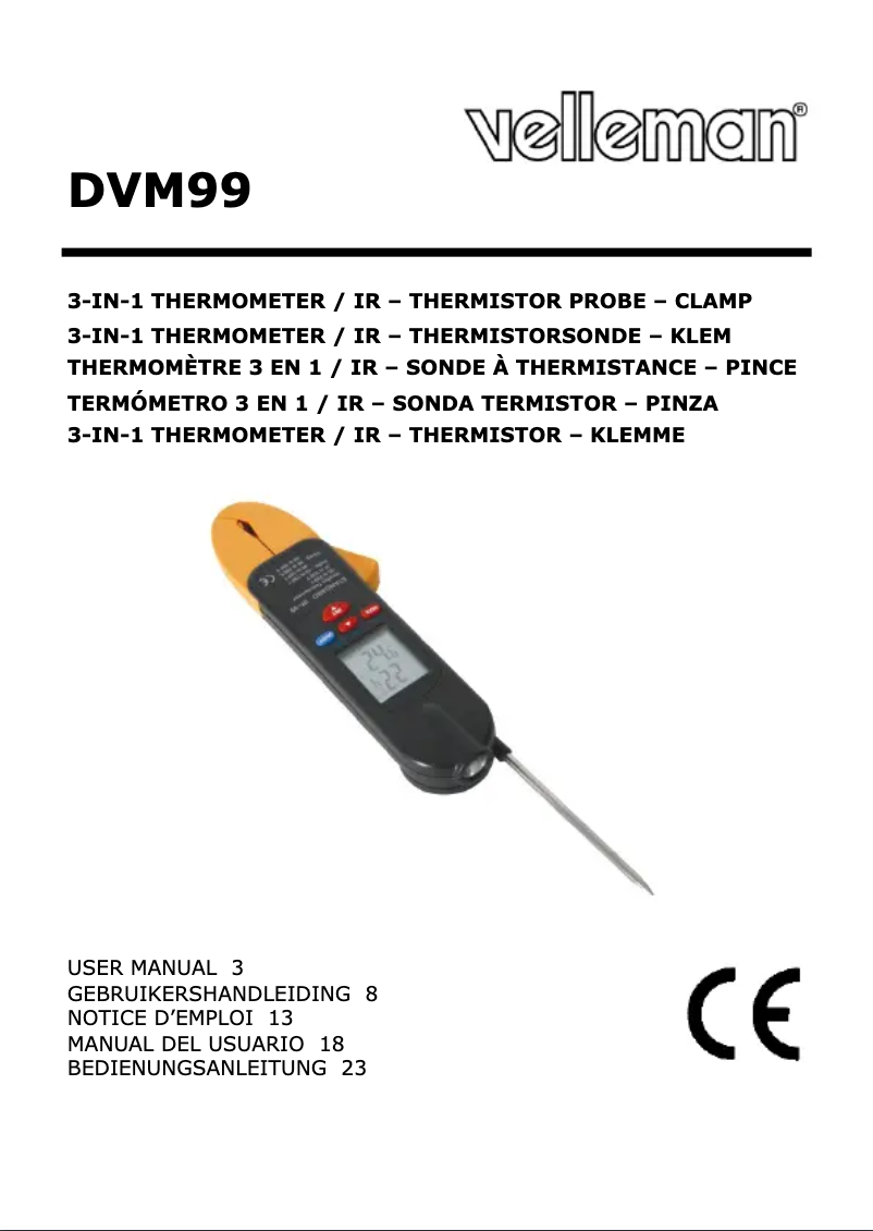 Page 1 of the manual User Manual Velleman DVM99