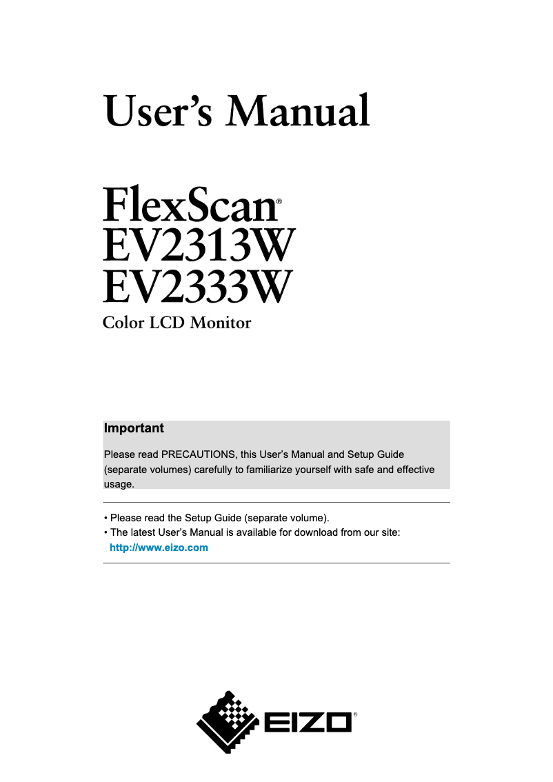 First page image of the manual for FlexScan EV2313W