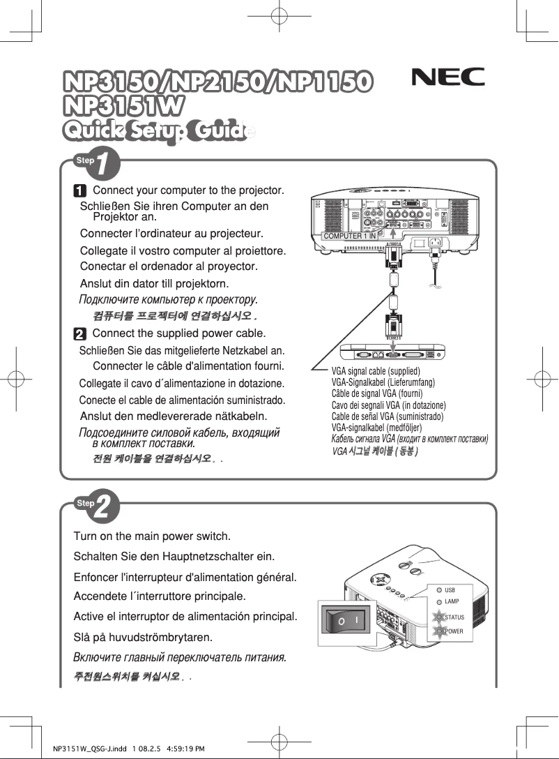 Page 1 of the manual User Manual NEC NP3151W
