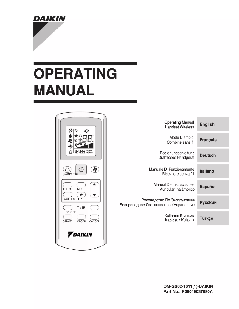 Page 1 of the manual User Manual Daikin RXN50LV1B
