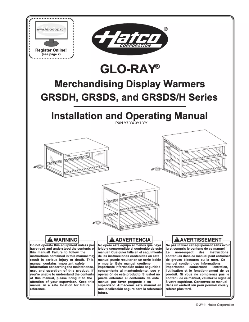 Page 1 of the manual User Manual Hatco Glo-Ray GRSDH-60D