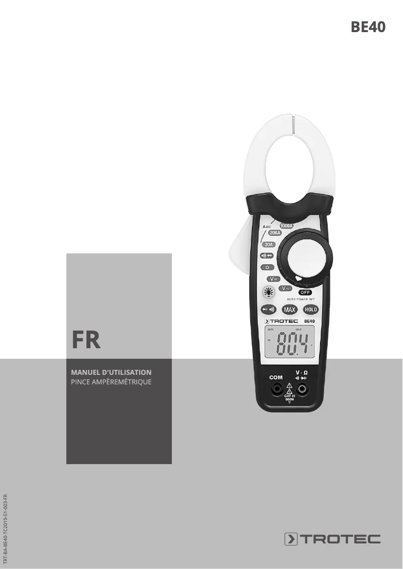 Page 1 of the manual User Manual Trotec BE40