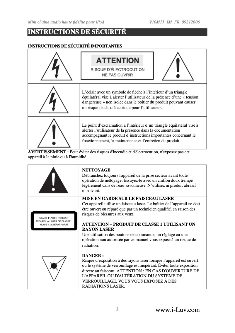 Page 1 of the manual User Manual iLuv i7500