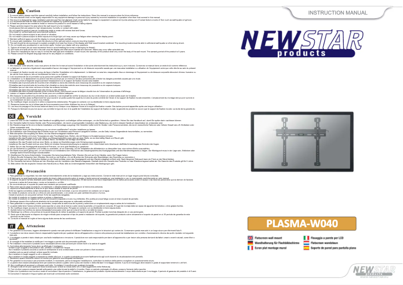Page 1 of the manual User Manual Newstar PLASMA-W040