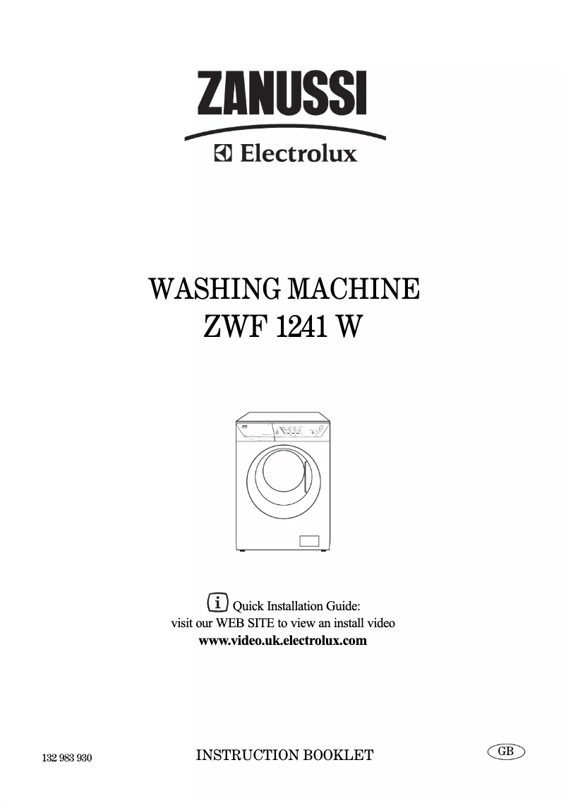 Page 1 of the manual User Manual Zanussi-Electrolux ZWF 1241 W