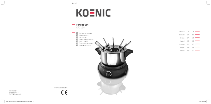 First page image of the manual for KFO 150