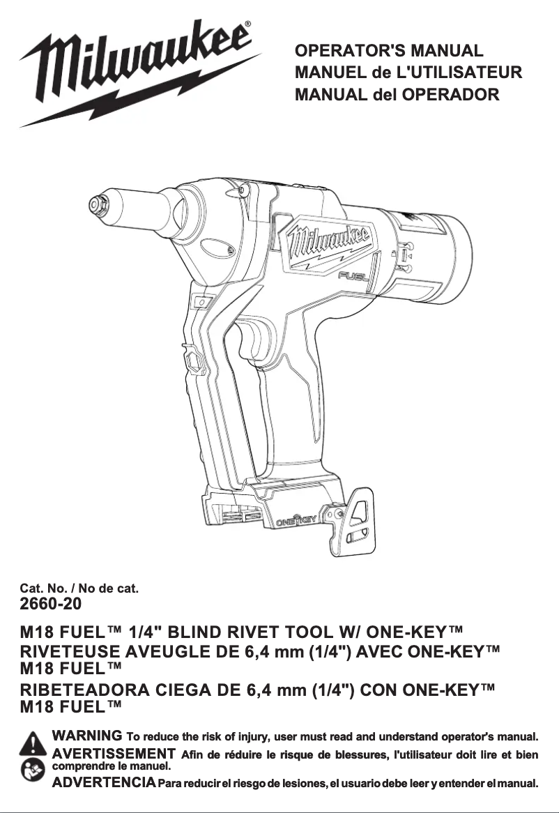 First page image of the manual for M18 Fuel One-Key 2660-22CT