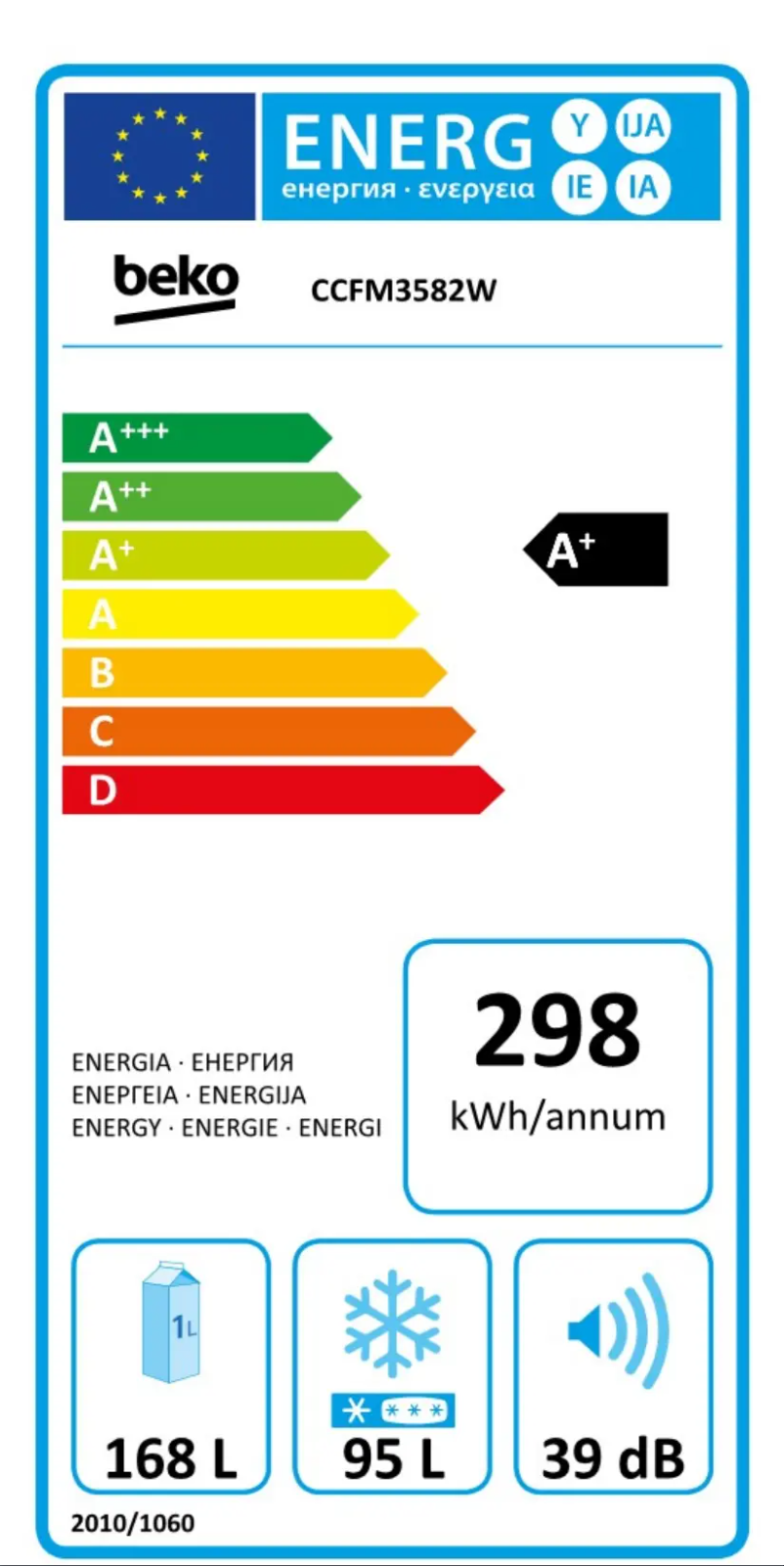 Page 1 of the manual Energy Label Beko CCFM3582