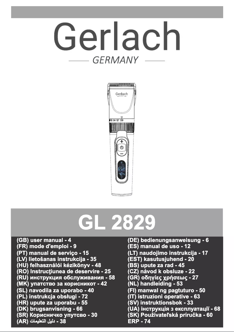First page image of the manual for GL 2829