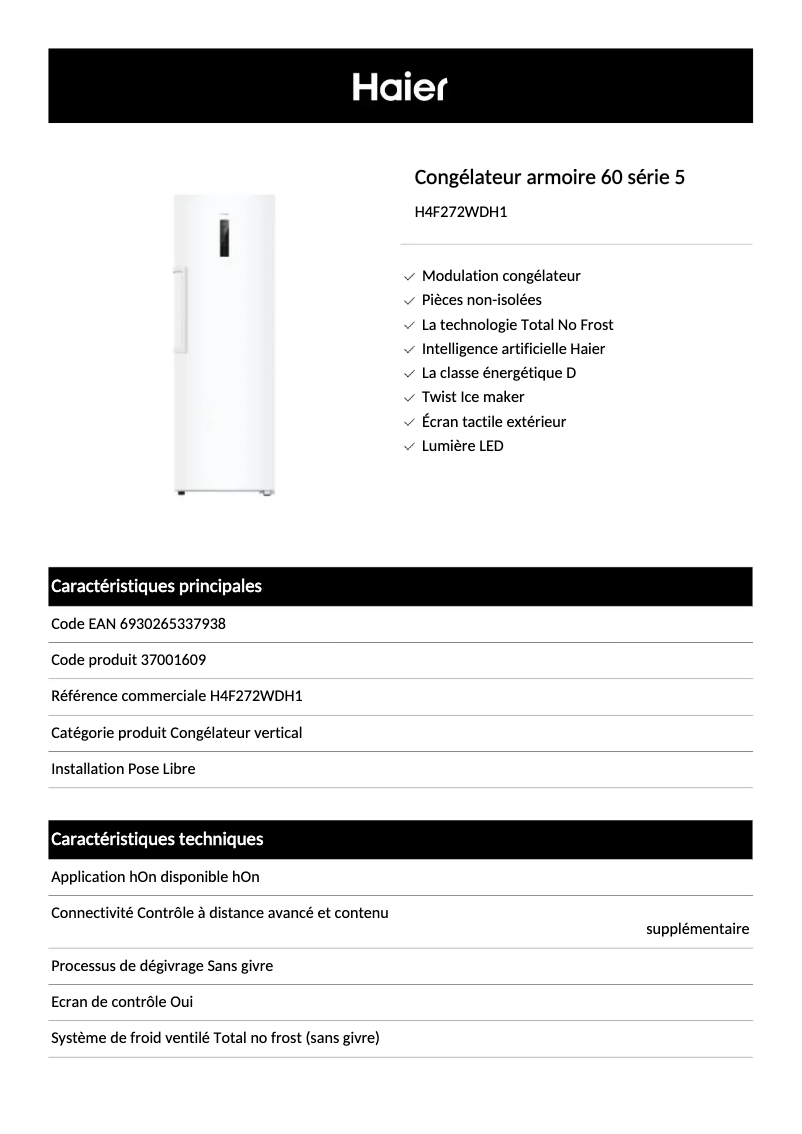 First page image of the manual for H4F272WDH1