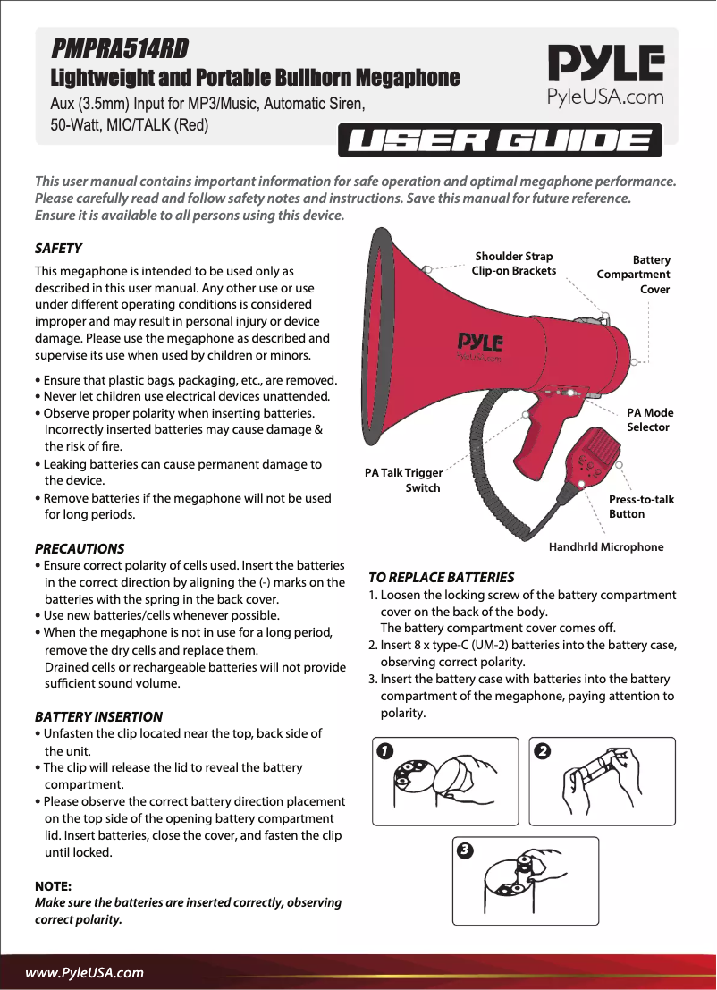 First page image of the manual for PMPRA514RD