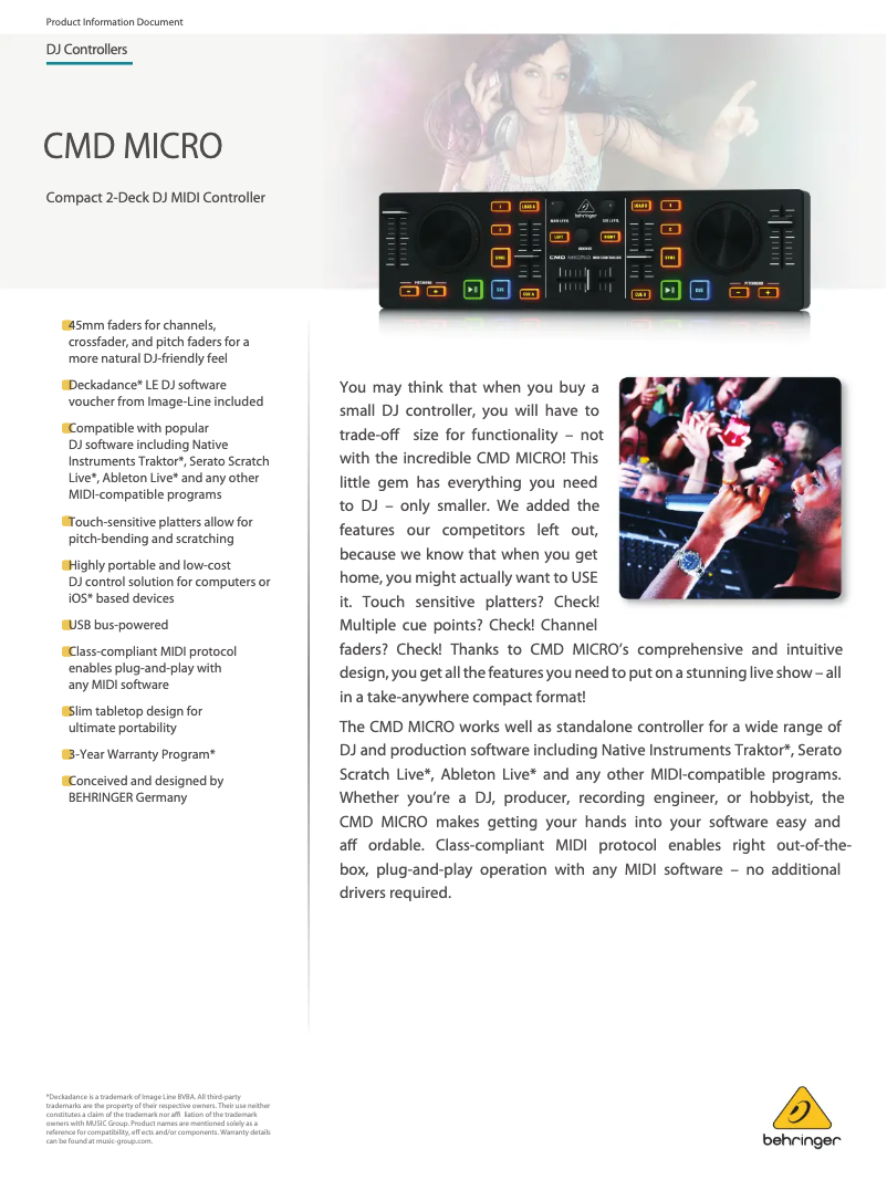First page image of the manual for CMD MICRO