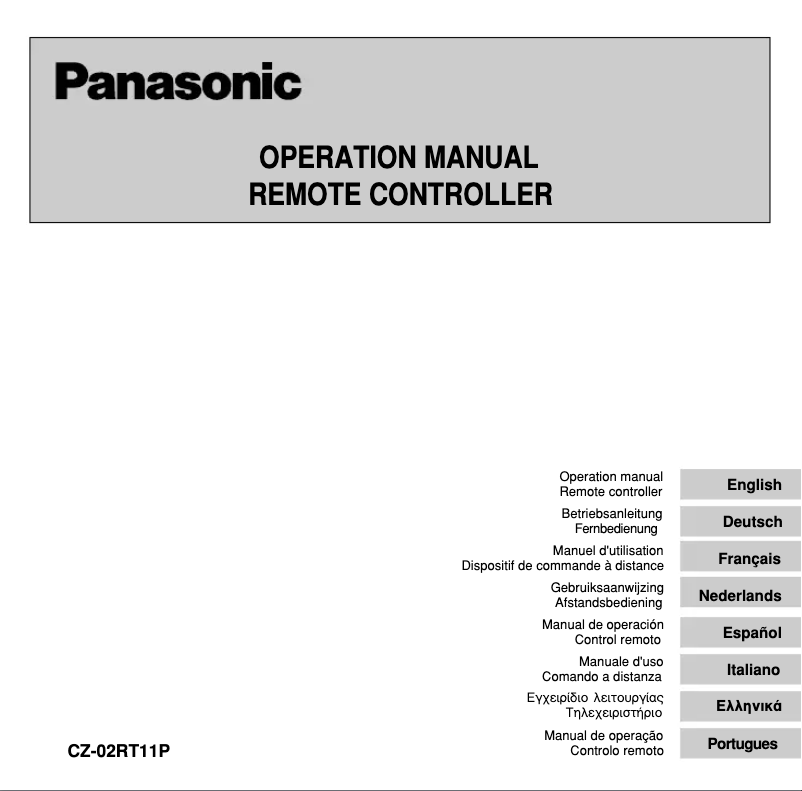 First page image of the manual for CZ-02RT11P