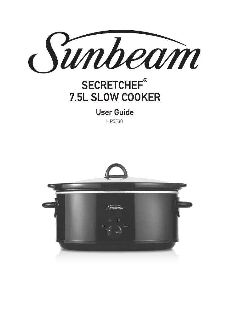 Page 1 of the manual User Manual Sunbeam SecretChef HP5530