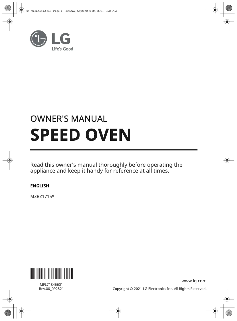 First page image of the manual for MZBZ1715S