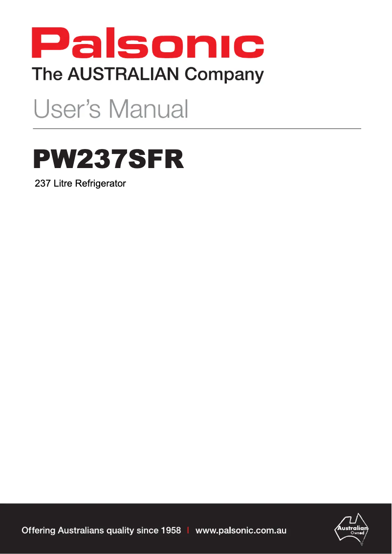 First page image of the manual for PW237SFR
