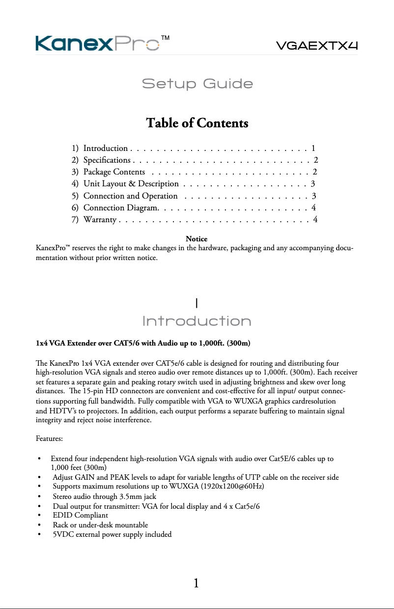 Image de la première page du manuel de l'appareil VGAEXTX4