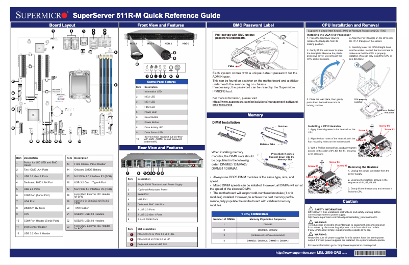 First page image of the manual for SuperServer SYS-511R-M