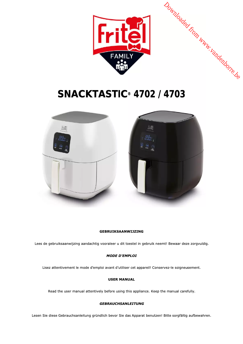 First page image of the manual for SnackTastic 4702