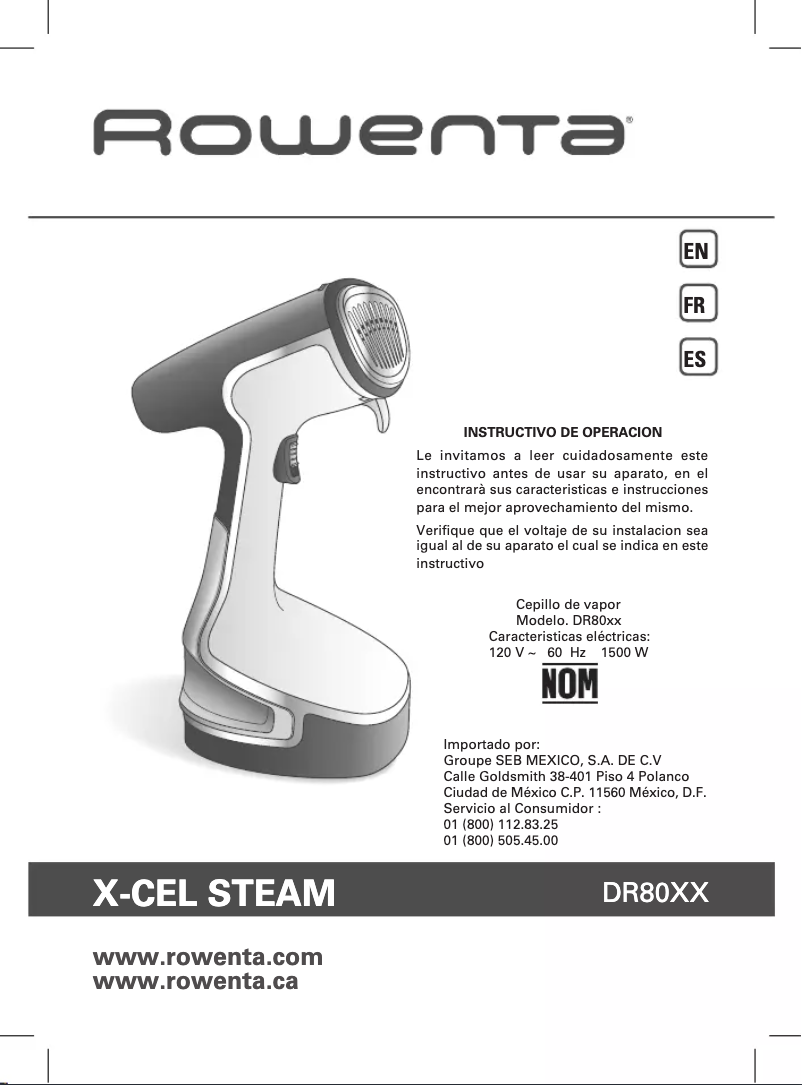 Image de la première page du manuel de l'appareil X-Cel Steam DR8092