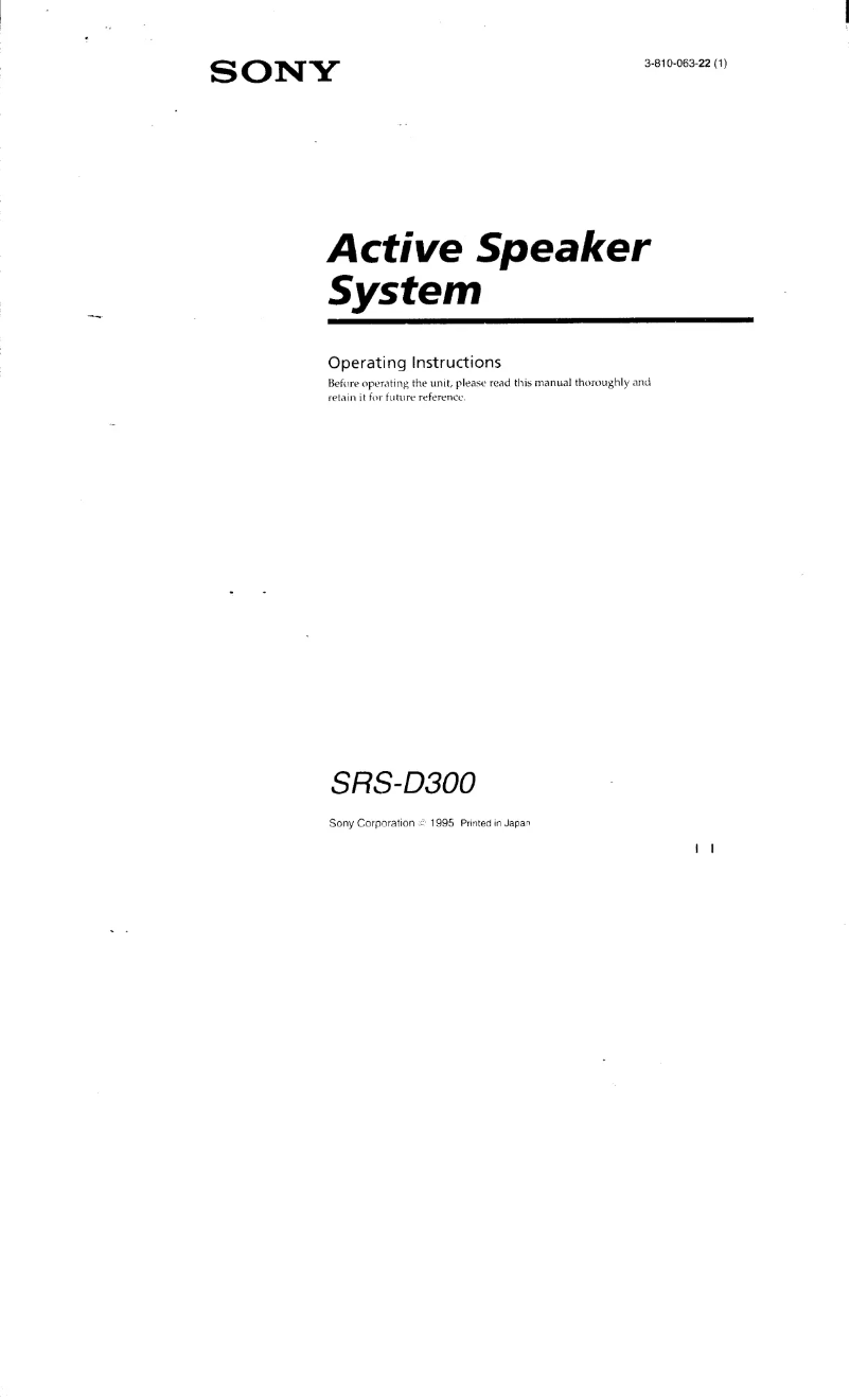 First page image of the manual for SRS-D300