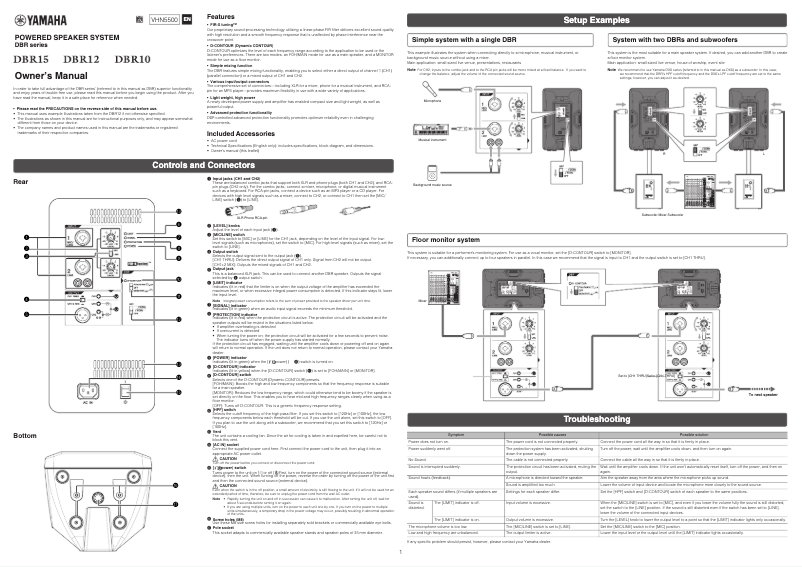 Page 1 of the manual User Manual Yamaha DBR15
