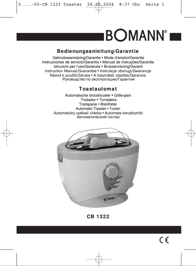 First page image of the manual for CB 1322