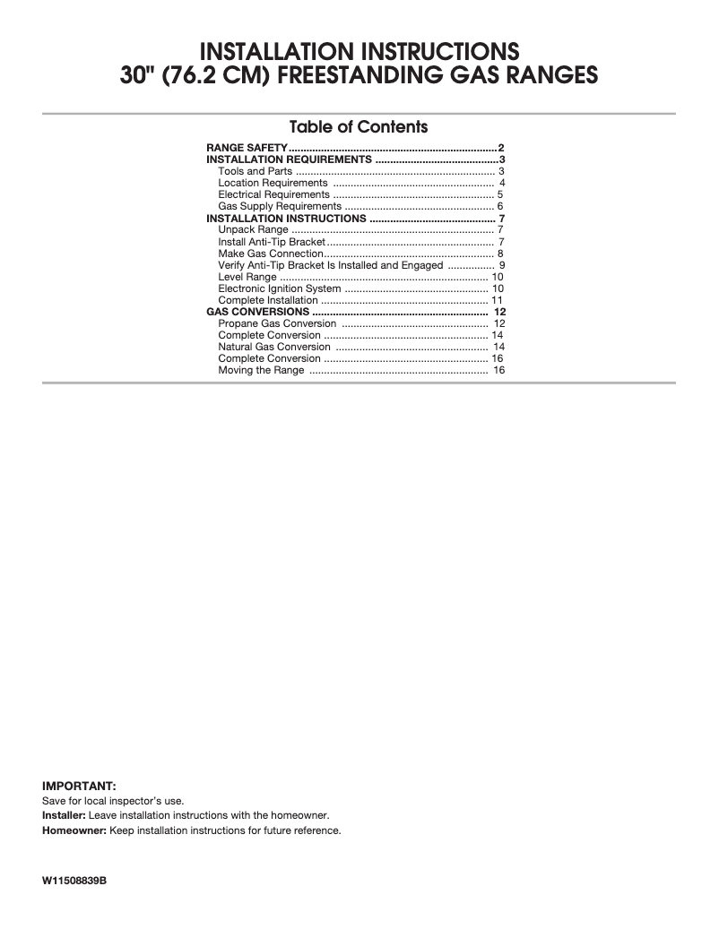 Page 1 of the manual Installation Guide Amana AGR4203MNS