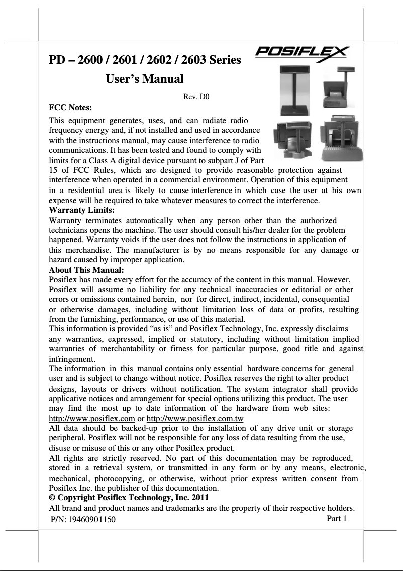 First page image of the manual for PD-2602R