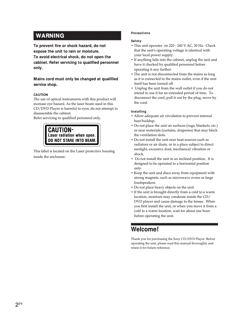 First page image of the manual for DVP-S505D