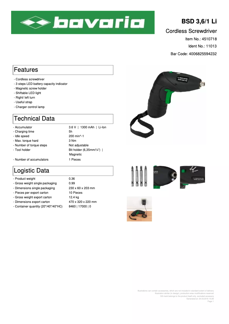 First page image of the manual for BSD 3,6/1 Li
