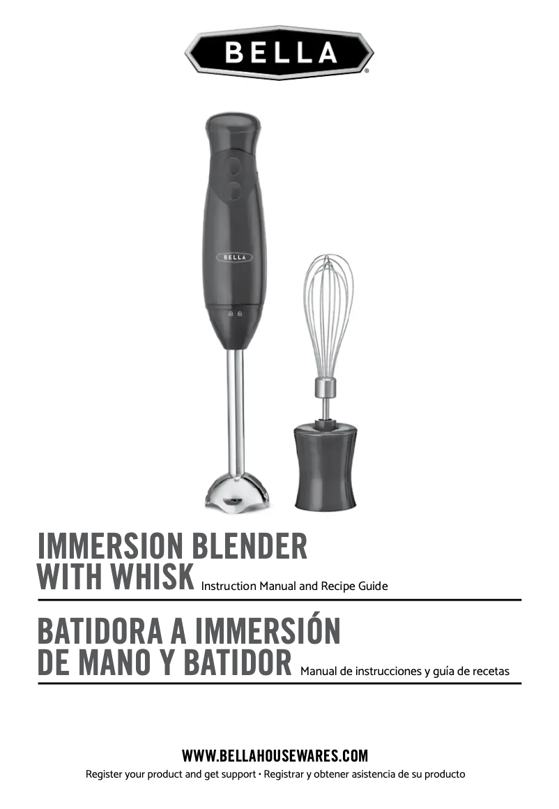 Page 1 of the manual User Manual Bella Immersion with Whisk