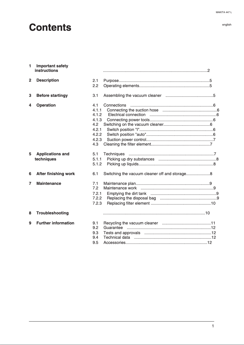 First page image of the manual for 447LX