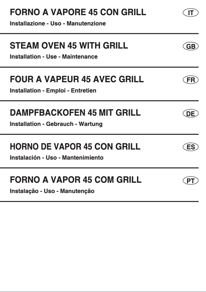 Page 1 de la notice Manuel utilisateur Fulgor Milano FQSO 4505 MT X