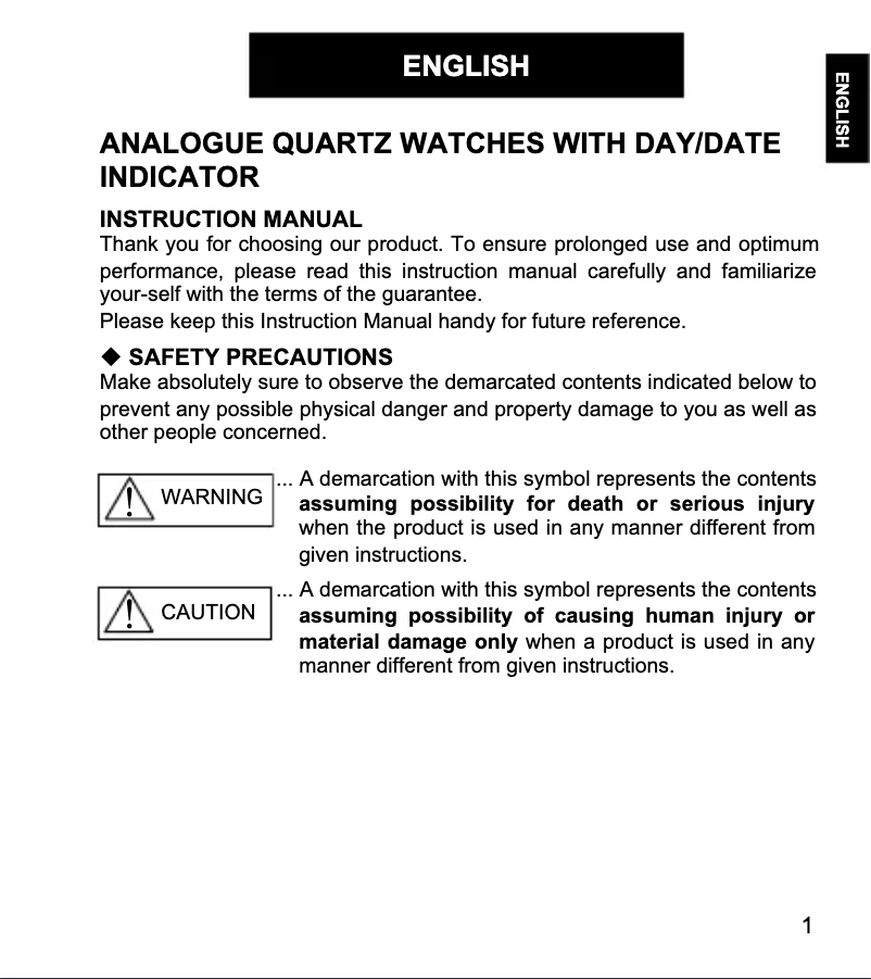 First page image of the manual for SZ3V005W