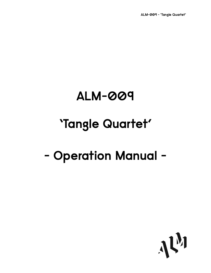 First page image of the manual for Tangle Quartet ALM-009