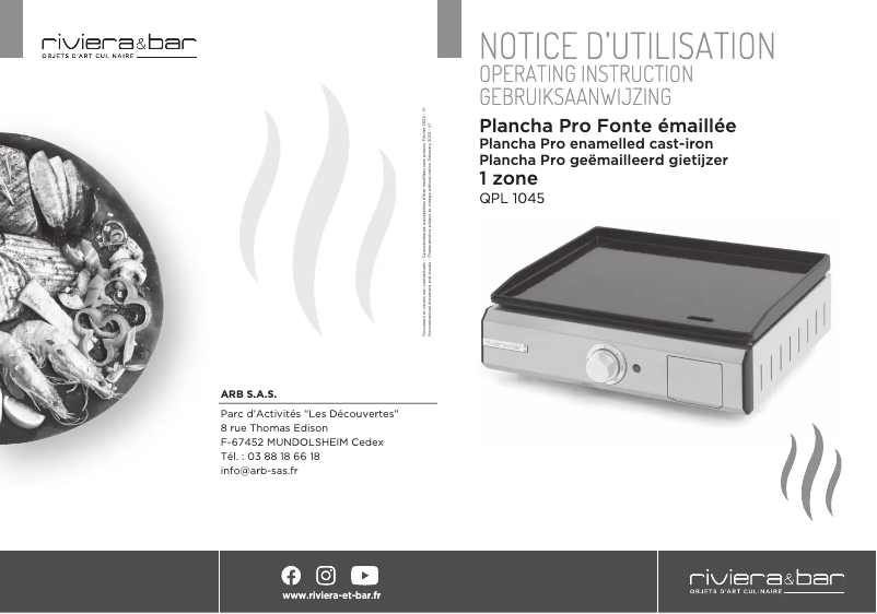 Page 1 of the manual User Manual Riviera & Bar QPL1045